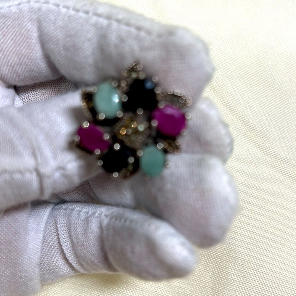 925 Silver Ring With Original Stone Ruby Sapphire… - image 4